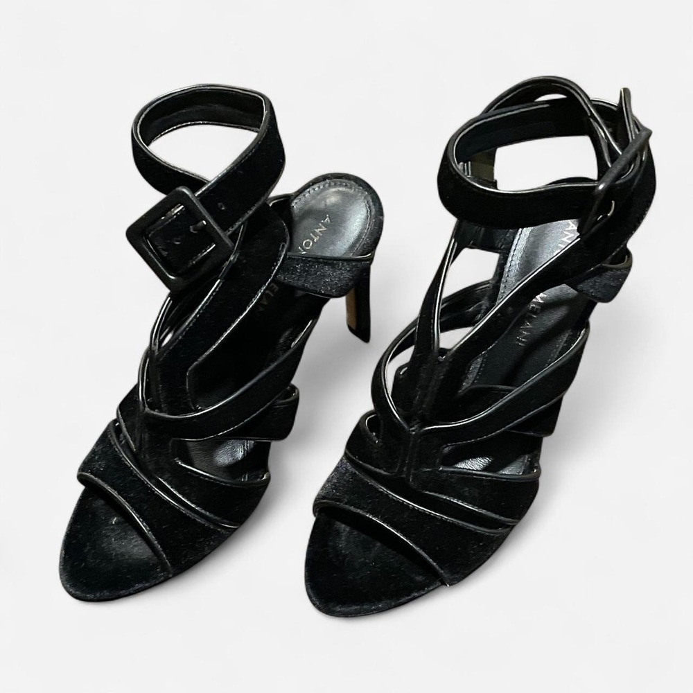 Antonio Melani Black 'Avett' strappy gladiator style high heels with ankle strap - Picture 3 of 7